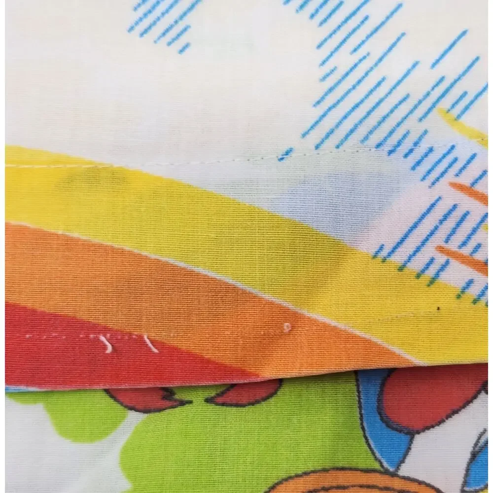 Vtg Mickey Mouse Twin Sheet Set Donald Duck Pluto Painting Rainbow 3pc Disney
